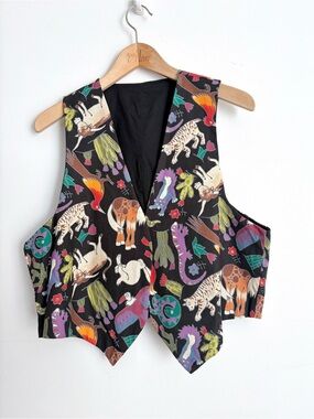 Vintage Southwestern Desert Animals Cowgirl Cotton Vest L